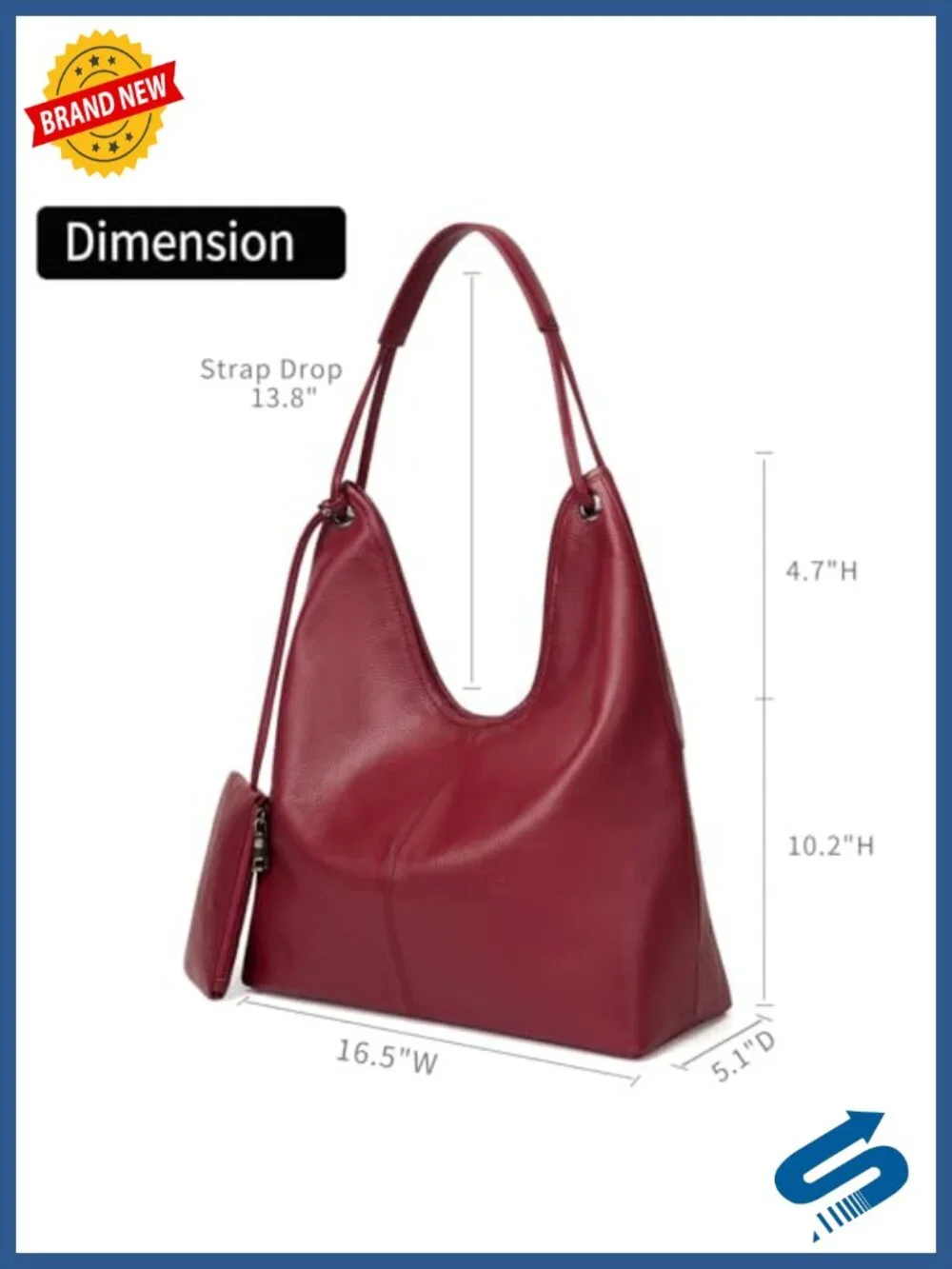 Genuine Leather Large Hobo Slouchy Shoulder Bag Pouch